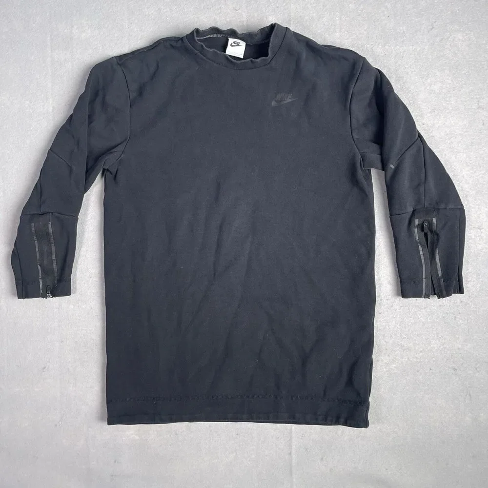 Nike Crew Neck Pull Over Sweater 3/4 Sleeve Men‎ Small Black